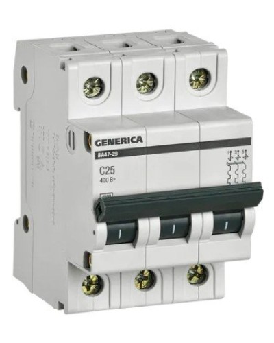GENERICA ВА47-29 3P C 25А 4,5кА (MVA25-3-025-C). Автоматический выключатель. IEK в Орле