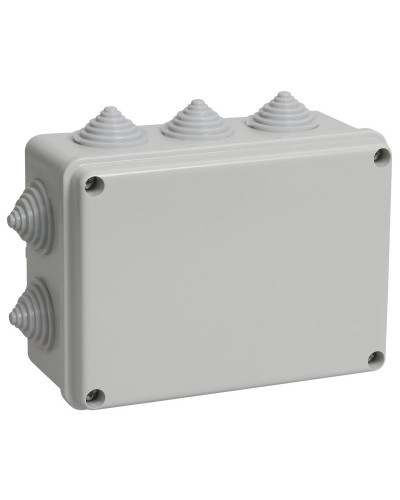 Коробка распаячная КМ41241 150х110х70 открытой проводки IP44 10 гермовводов серая (UKO10-150-110-070-K41-44). Коробка распаячная безгалогенная (HF). IEK в Орле