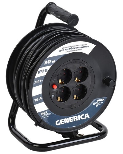 УК20 4 места 2P+PE, 20м GENERICA (WKP20-16-04-20-G). Удлинитель на катушке с термозащитой, 3х1,5кв.мм. IEK в Орле