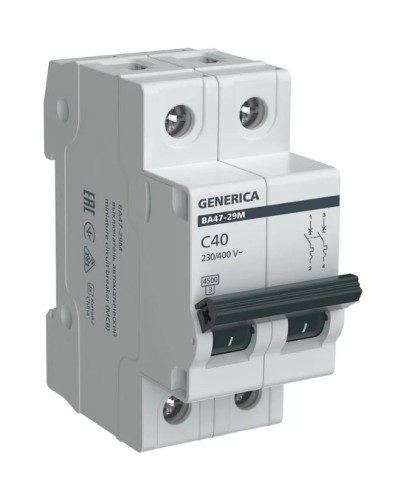 GENERICA ВА47-29М 2P C 40А 4,5кА (MVA21-2-040-C-G). Автоматический выключатель. IEK в Орле