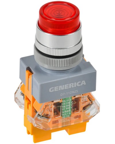 Кнопка D7-11DNZS d=22мм красная GENERICA (BBT50-11DNZS-3-11-K04-G). Кнопка управления с подсветкой и фиксацией. IEK в Орле