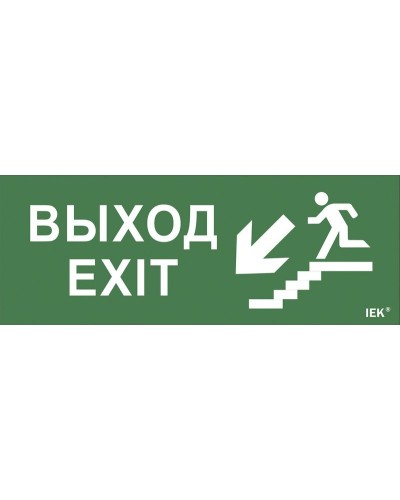 Самоклеящаяся этикетка Выход/лестница вниз/фигура для ССА (LPC10-1-35-13-VLVNF). Самоклеящаяся этикетка 240х90 мм. IEK в Орле