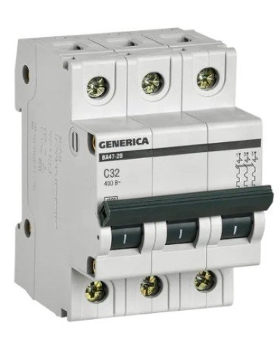 GENERICA ВА47-29 3P C 32А 4,5кА (MVA25-3-032-C). Автоматический выключатель. IEK в Орле