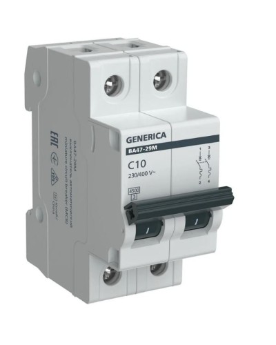 GENERICA ВА47-29М 2P C 10А 4,5кА (MVA21-2-010-C-G). Автоматический выключатель. IEK в Орле