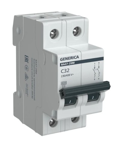 GENERICA ВА47-29М 2P C 32А 4,5кА (MVA21-2-032-C-G). Автоматический выключатель. IEK в Орле