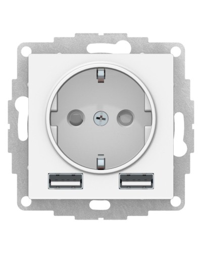 AtlasDesign розетка 1-местная с 2 USB A+A, скрытой установки, механизм, белый (ATN000130). Розетка с USB. Systeme Electric в Орле