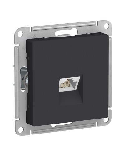 AtlasDesign розетка RJ45, кат. 5Е, 1-местная, скрытой установки, механизм, карбон (ATN001083). Розетка компьютерная. Systeme Electric в Орле
