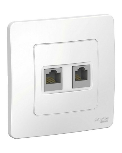 BLANCA розетка RJ45+RJ11 2-местная, кат. 5Е, скрытой установки, белый (BLNIS045111). Розетка компьютерная + телефонная. Systeme Electric в Орле