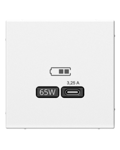 ArtGallery розетка USB тип-С 65Вт высокоскоростной заряд. QC, PD, скрытой установки, механизм, белый (GAL000127). Розетка USB. Systeme Electric в Орле