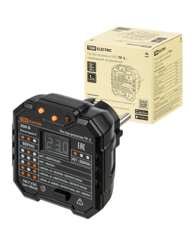 ТР-3 с УЗО и индикацией напряжения TDM (SQ0595-0003): Тестер розеток в Орле