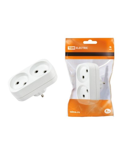 Блок на 2 гнезда 2П б/з плоский 6А 250B TDM (SQ1806-0025). Розетка. TDM ЕLECTRIC в Орле