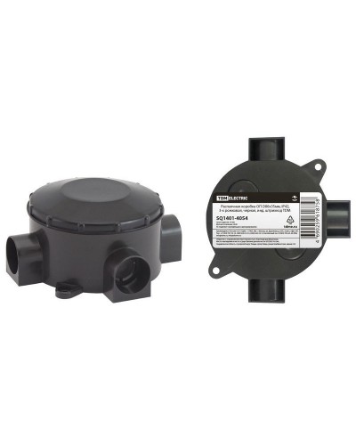 Распаячная коробка ОП D80х35мм, IP42, 3-х рожковая, черная TDM (SQ1401-4054). Распаячная коробка ОП. TDM ЕLECTRIC в Орле