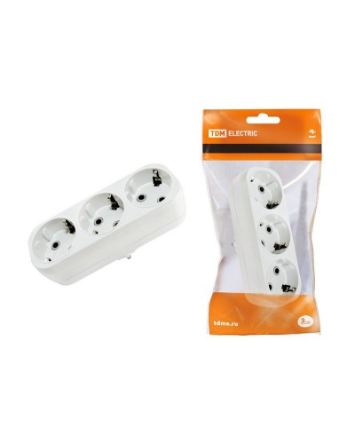Блок на 3 гнезда 2П+З плоский 16А 250B TDM (SQ1806-0033). Розетка. TDM ЕLECTRIC в Орле