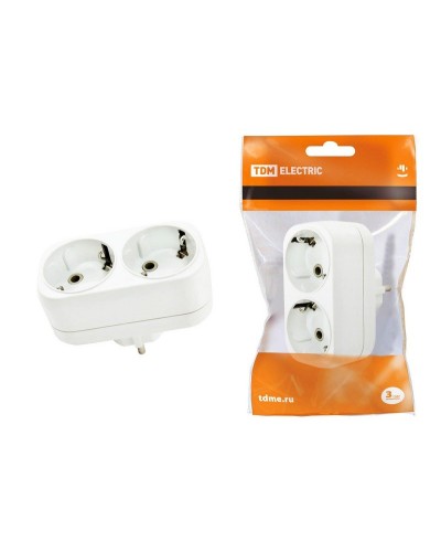 Блок на 2 гнезда 2П+З плоский 16А 250B TDM (SQ1806-0026). Розетка. TDM ЕLECTRIC в Орле