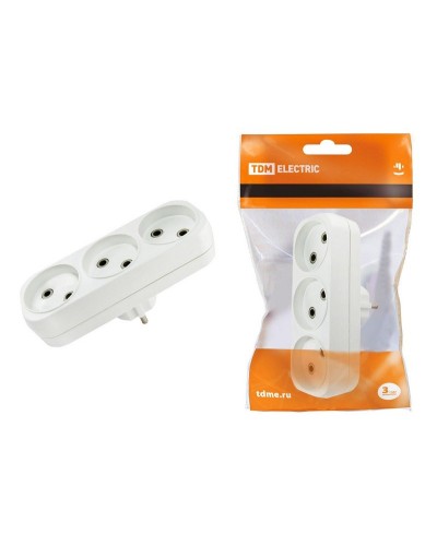 Блок на 3 гнезда 2П б/з плоский 6А 250B TDM (SQ1806-0027). Розетка. TDM ЕLECTRIC в Орле