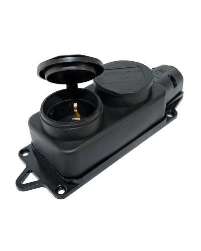 Розетка двухместная 2Р+РЕ 16А 250В IP44 (SQ0612-0037). Розетка двухместная с заглушками каучук. TDM ЕLECTRIC в Орле