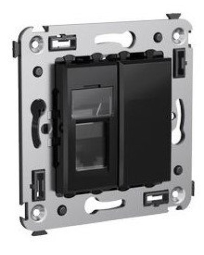 Розетка RJ-45 в стену Avanti одинарная черный квадрат (4402463). Розетка компьютерная. ДКС в Орле