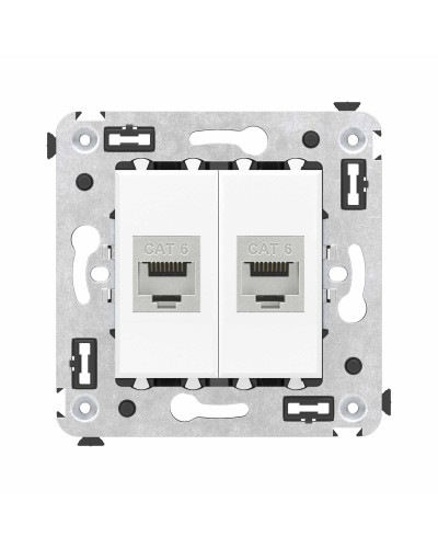 Розетка RJ-45 в стену, кат.6E, Avanti, двойная, белое облако (4400794). Розетка компьютерная модульная. ДКС в Орле