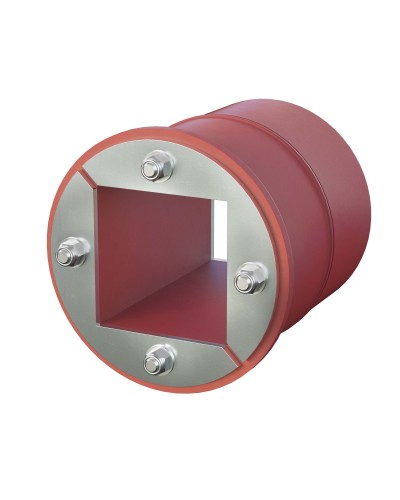 Проходка круглая, нержавеющая, D200х70 мм с проемом 120х120 мм (DXF3126): Проходка круглая, нержавеющая, с проёмом в Орле