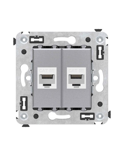Розетка RJ-45 в стену, кат.5E, Avanti, двойная, закаленная сталь (4404664). Розетка компьютерная. ДКС в Орле