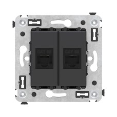 Розетка RJ-45 в стену, кат.5E, Avanti, двойная, черный матовый (4412664). Розетка компьютерная. ДКС