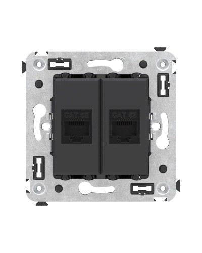 Розетка RJ-45 в стену, кат.5E, Avanti, двойная, черный матовый (4412664). Розетка компьютерная. ДКС в Орле