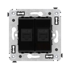Розетка RJ-45 в стену, кат.5E, Avanti, двойная, черный квадрат (4402664). Розетка компьютерная. ДКС