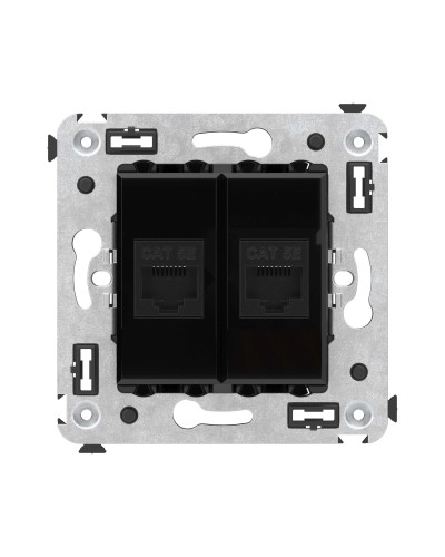 Розетка RJ-45 в стену, кат.5E, Avanti, двойная, черный квадрат (4402664). Розетка компьютерная. ДКС в Орле