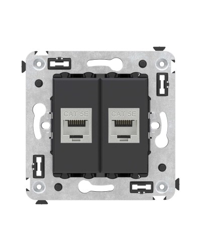Розетка RJ-45 в стену, кат.6E, Avanti, двойная, черная матовая (4412764). Розетка компьютерная. ДКС в Орле