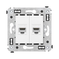 Розетка RJ-45 в стену, кат.5E, Avanti, двойная, белое облако (4400664). Розетка компьютерная. ДКС