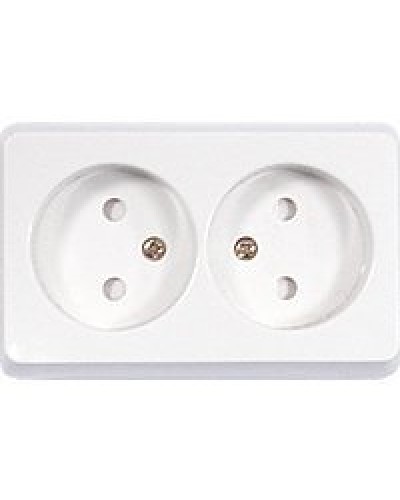 Розетка двойная открытой установки без з/к, белый, LK Standard (813604). Розетка без заземляющих контактов с защитными шторками. Экопласт в Орле