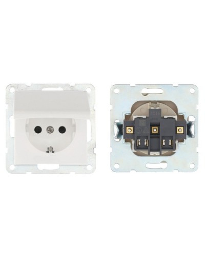 Розетка с з/к, шторками и крышкой, белый LK80 (843404-1). Розетка. Экопласт в Орле