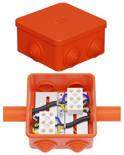 Коробка JBS080 85х85х50, 6 вых., 3P (0,15-10,0 мм²) (43301HF). Коробка монтажная, огнестойкая, без галогена. Экопласт в Орле