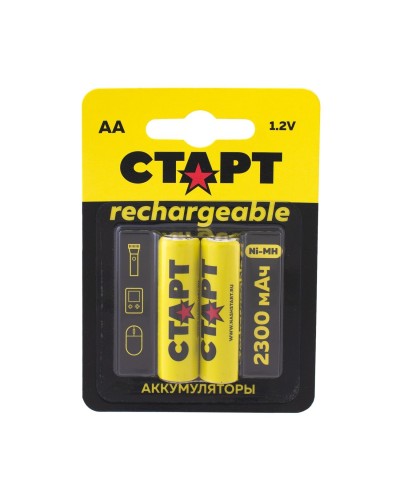 СТАРТ HR6 (AA, 2300 mah), упак. 2 шт. БЛИСТЕР. Перезаряжаемые аккумуляторы. СТАРТ в Орле