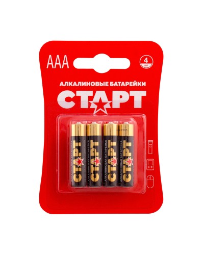 СТАРТ LR03-BL4 (1,5 В, AAA, LR03), упак. 4 шт. БЛИСТЕР. Алкалиновые батарейки. СТАРТ в Орле